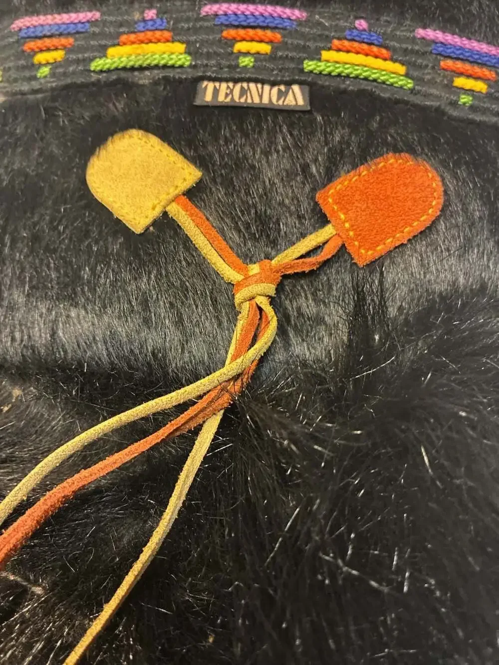 Tecnica Skandia Vintage Black Goat Fur Après-Ski Boots with Tribal Embroidery